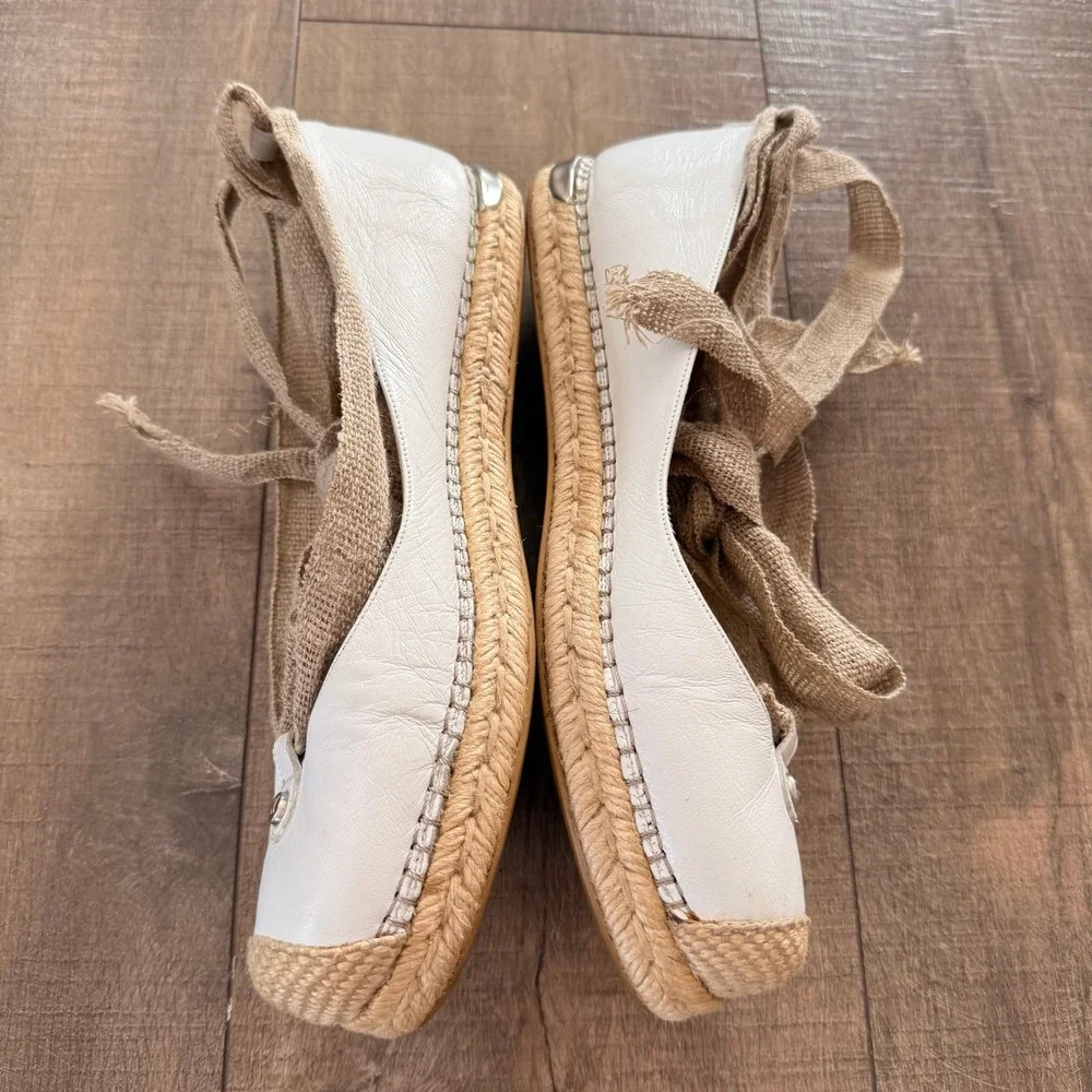 Stuart‎ Weitzman Espadrille Flats Wrap Up Tie Shoes Size 8.5M Vacation Beach